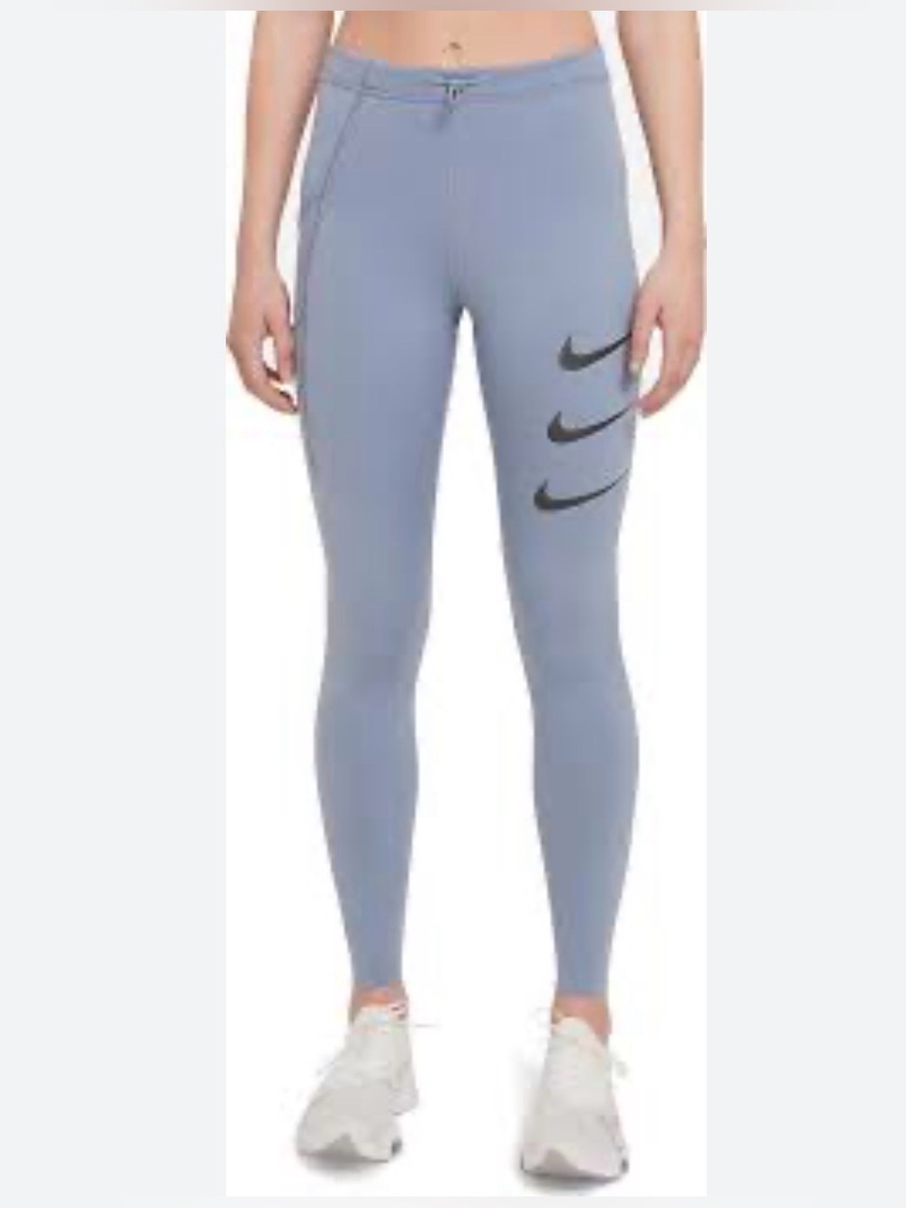 Nike Women’s Epic Luxe Run Division Triple Swoosh Blue Leggings Drawstring XL